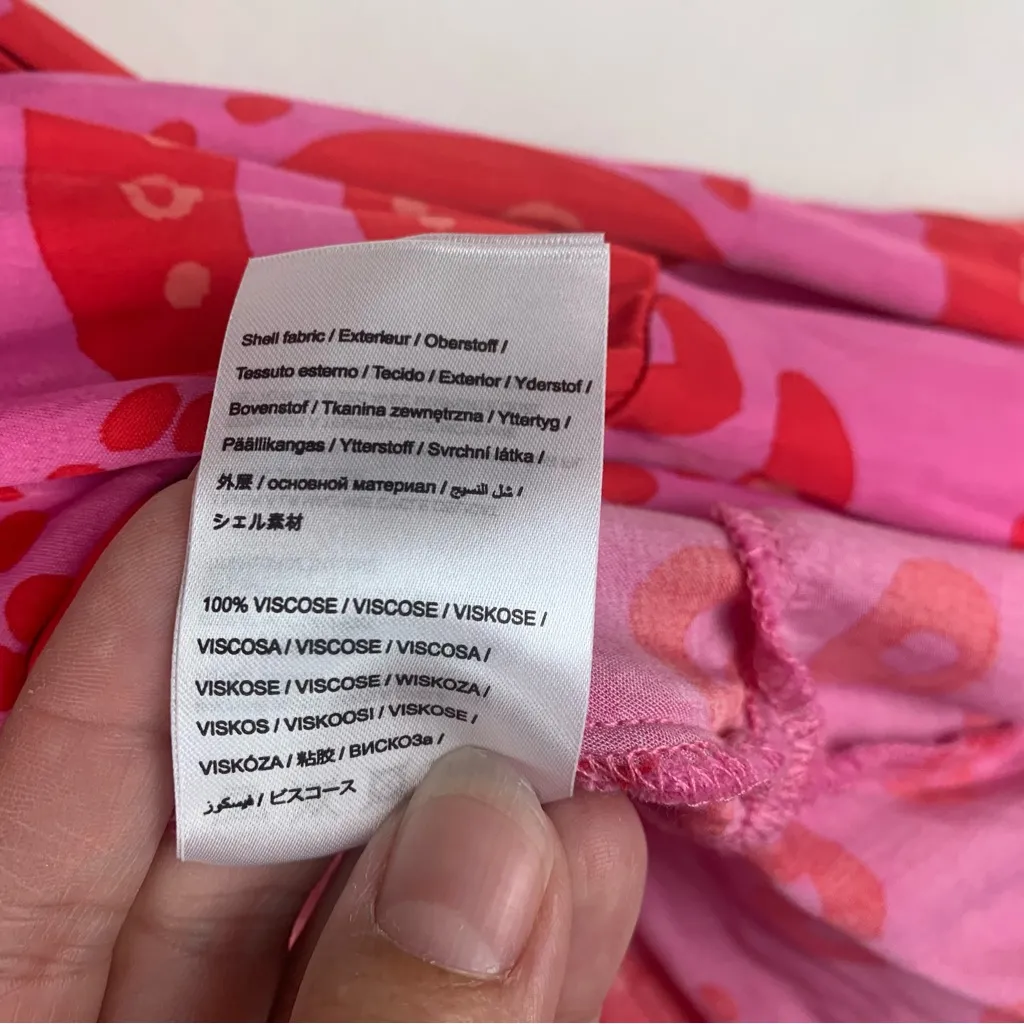 Farm Rio size medium Octocool Wrap dress pink red tropical beach resort maxi - Image 6