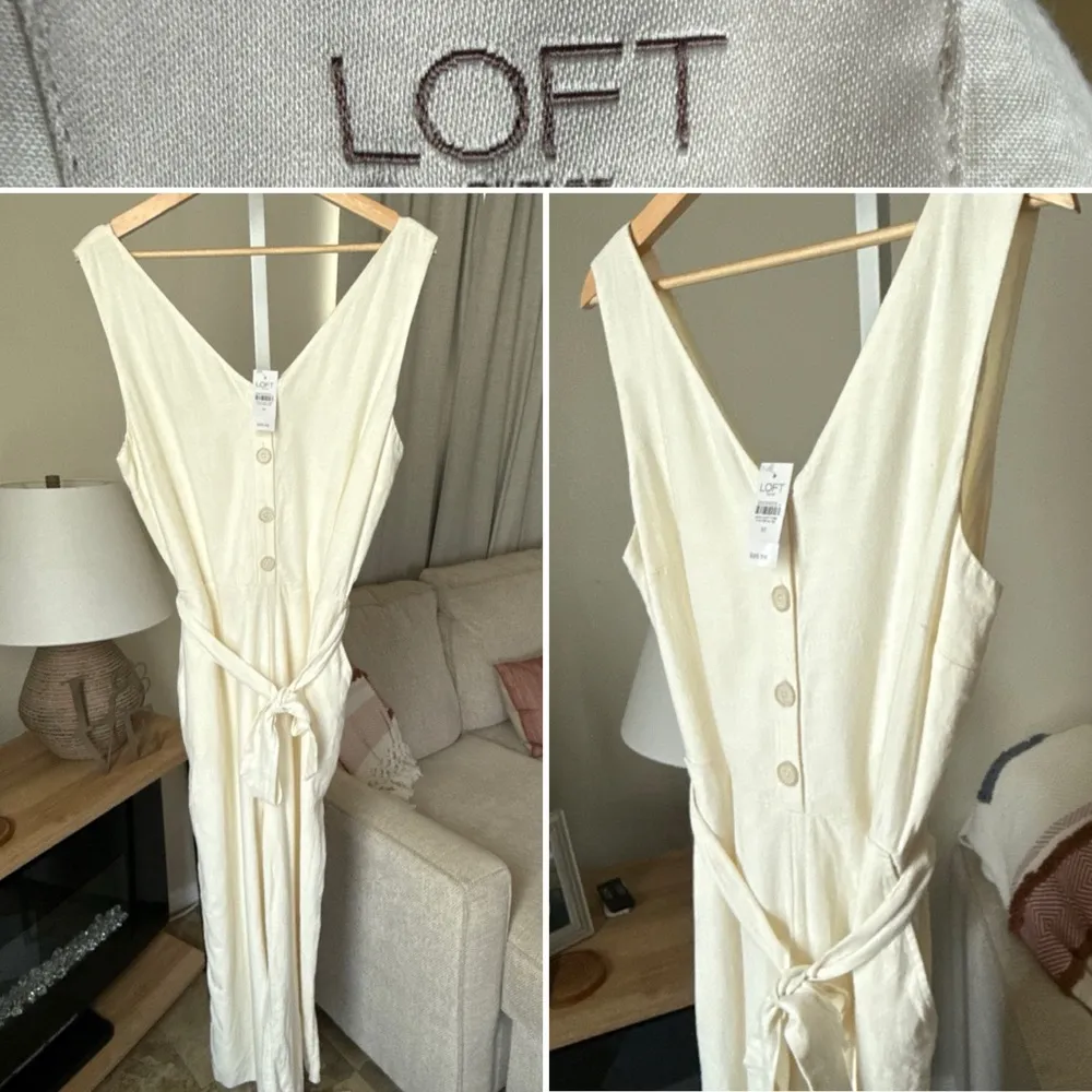 Loft Womens Ivory/Cream Sleeveless Belted Jumpsuit Size 10 NWT $89.99 - Image 2