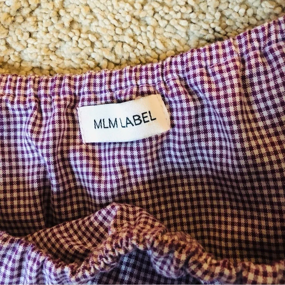 BERRY GINGHAM OFF SHOULDER BOHO BLOUSE LARGE - Image 4