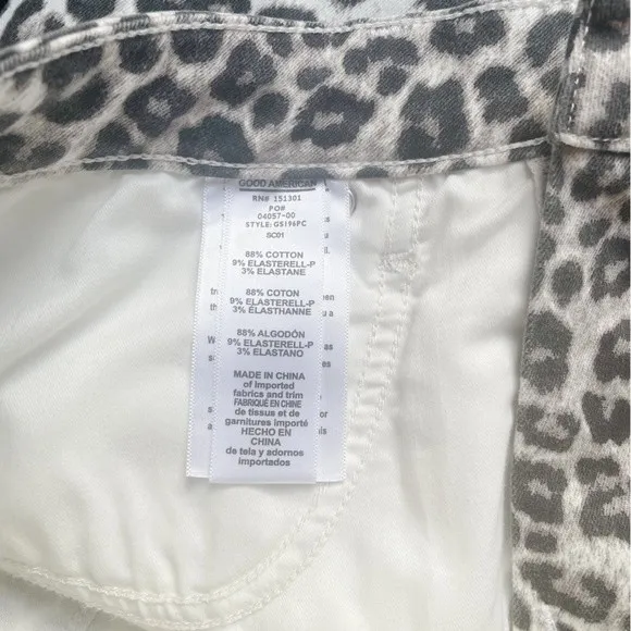 NWT Good American Jean Skirt Leopard Print Raw Hem Denim Mini Size 31 | 12 NEW - Image 12