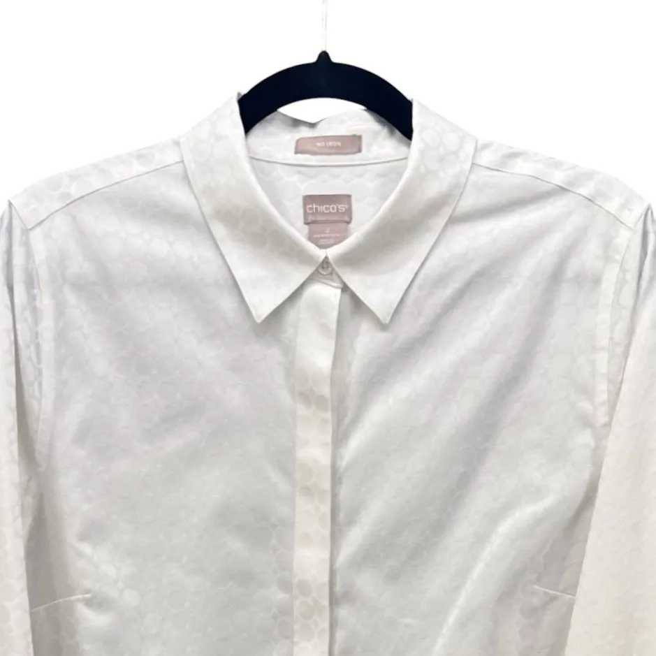 Chicos‎ Button Up Blouse Off White 12 Or 2 - Image 3