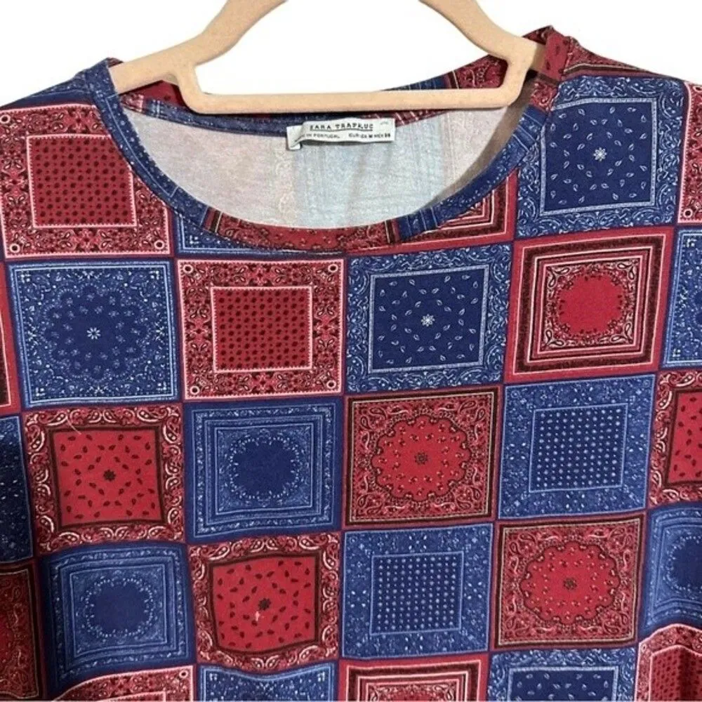 Zara Bandana Pattern Tee Shirt Sz M - Image 3