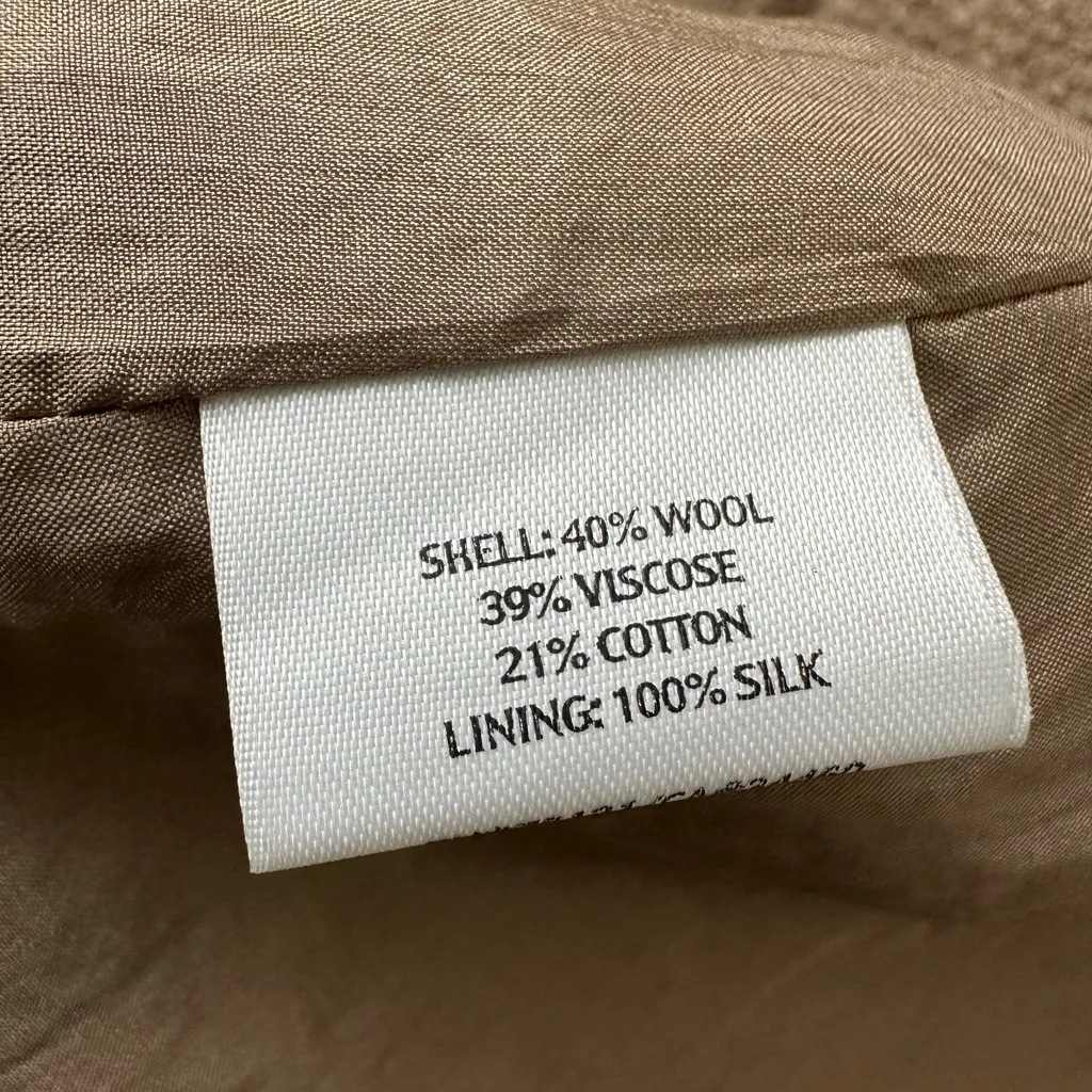 Eileen Fisher  Brown wool jacket silk lined size small - Image 2