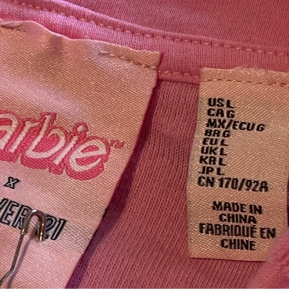 BARBIE x Forever 21 terry jacquard floral cropped full zip hoodie, pink, L, NWT Pink Size L - Image 2