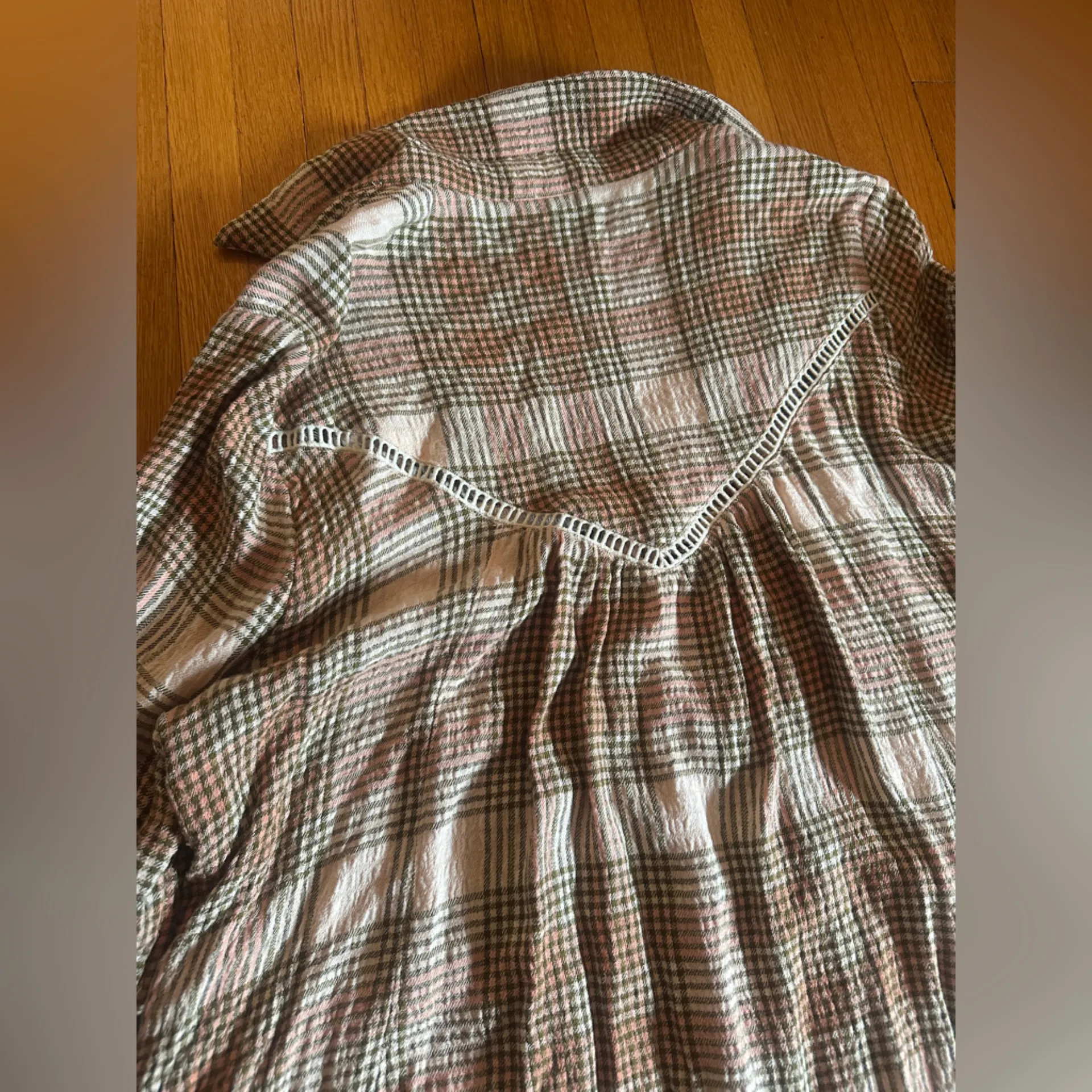 Free People Haddie Plaid Mini Dress in Peach Combo, Size S - Image 10