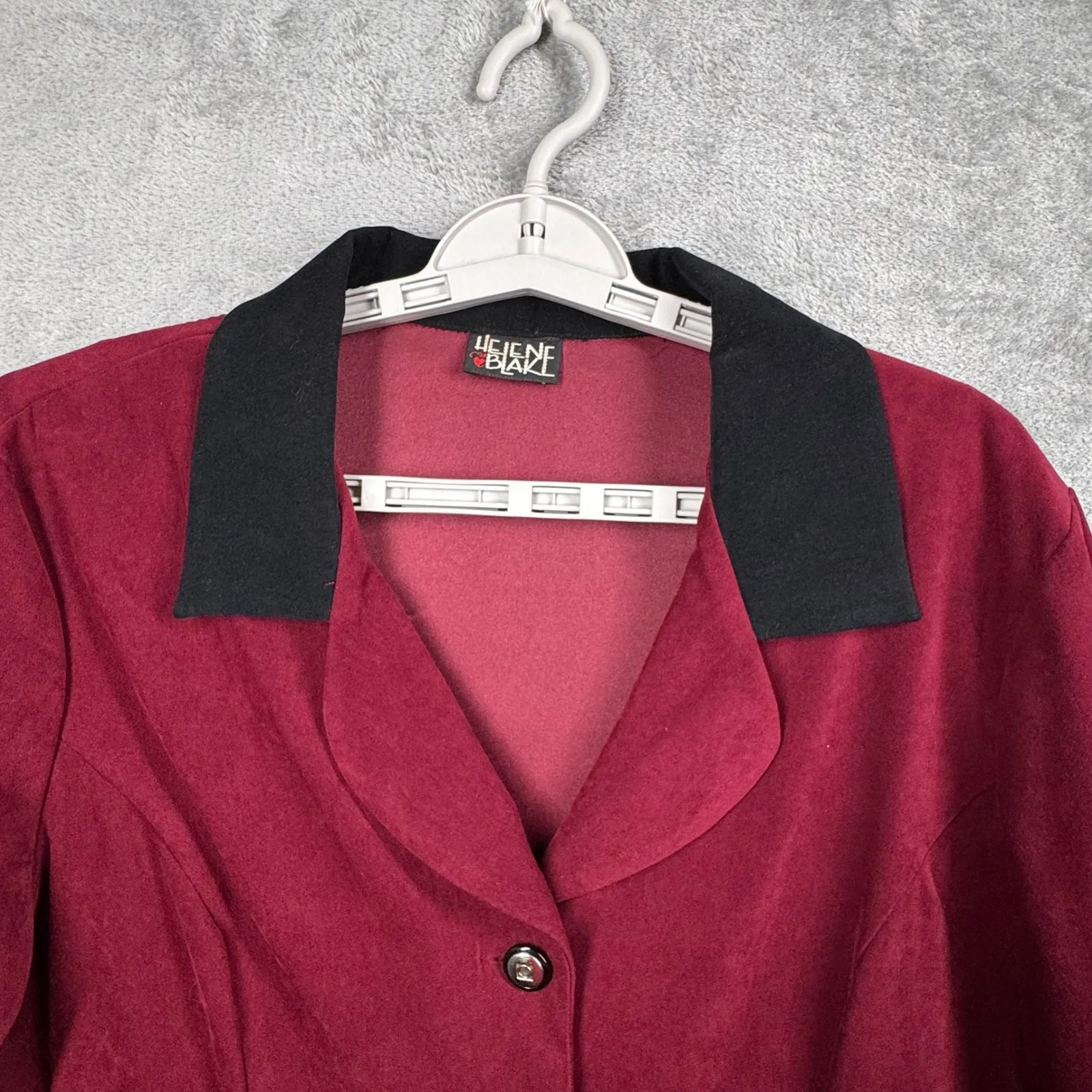 Helene Blake Blazer L Red Black Jacket Microfiber Vintage 90s Western Yuppie Mod Size L - Image 4