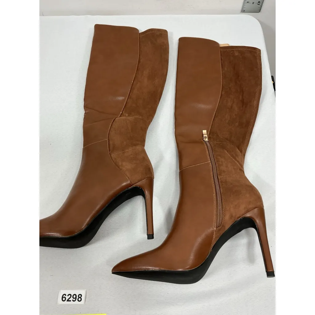 Womans Stiletto Otk Boots Size 9 Brown 1/4 Zip Pointed Toe NWOT - Image 4