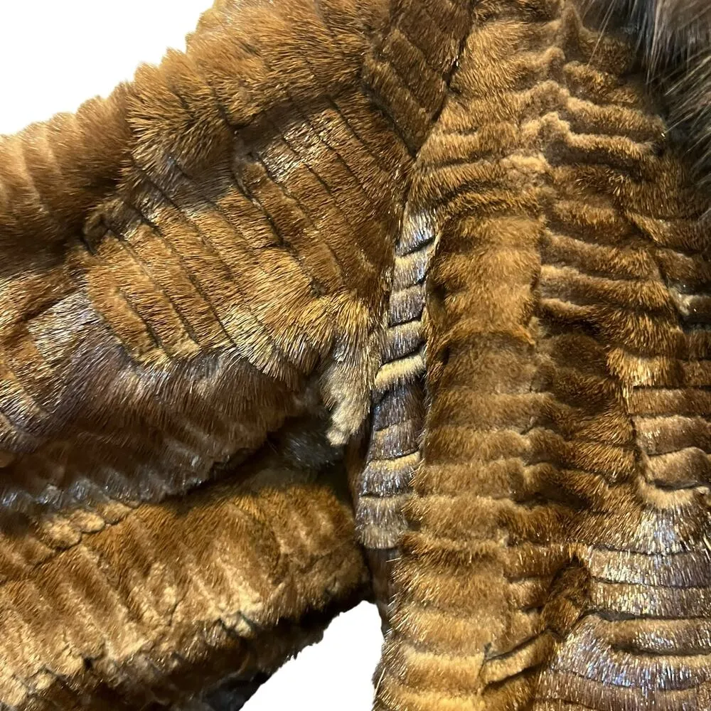 Vintage Filimegas Brown Mink Long Fur Winter Coat Size Medium - Image 6