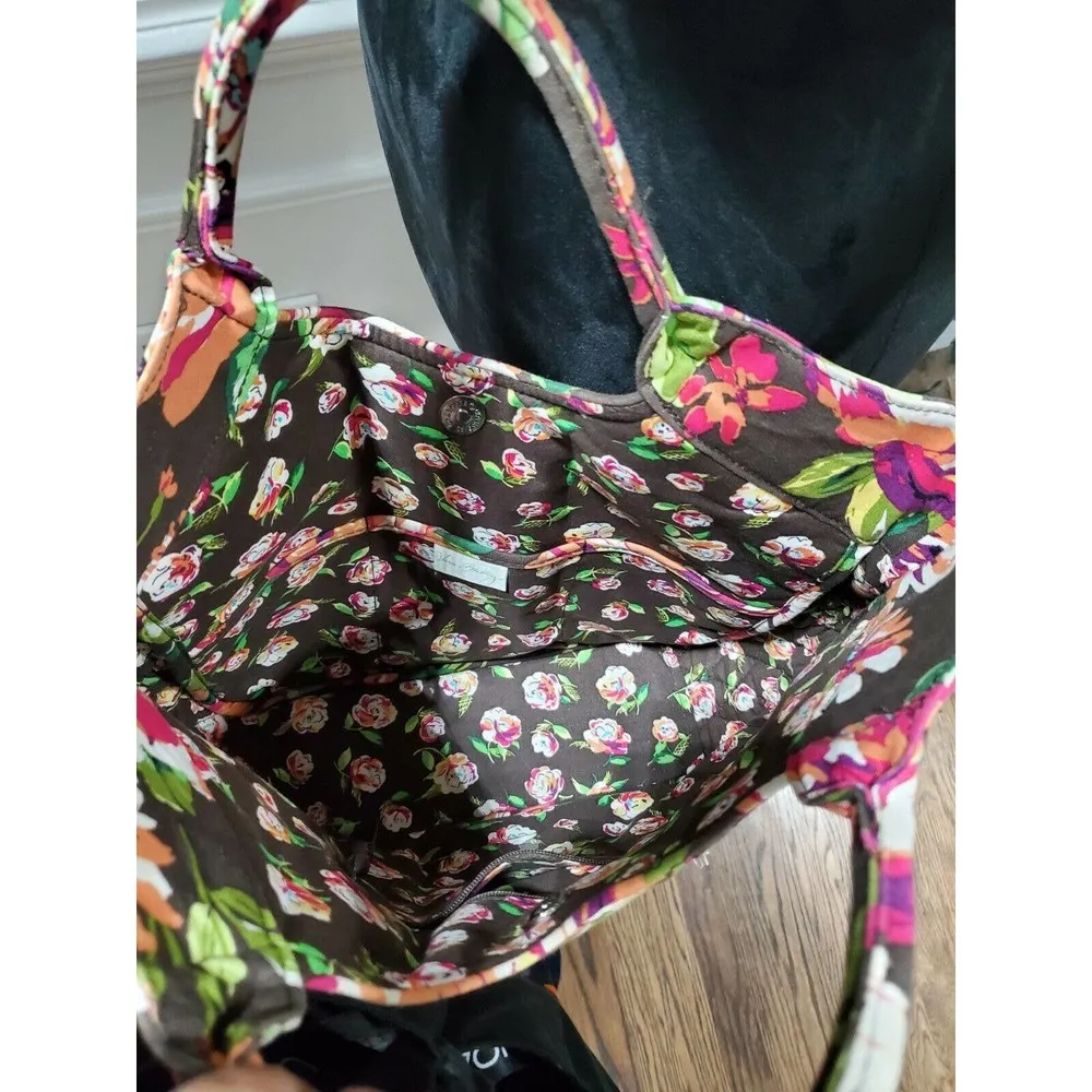 Retired Vera Bradley Multicolor Floral Print Twirley Birds Shopper Tote Bag - Image 5