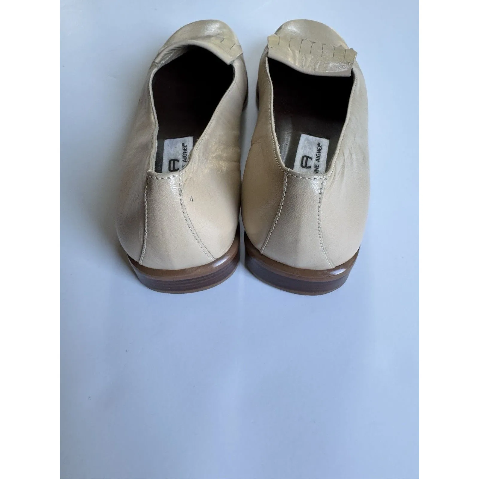 Etienne Aigner Shoes 8.5 Leather Loafers Stratford Tassel Beige Stratford Flats - Image 6