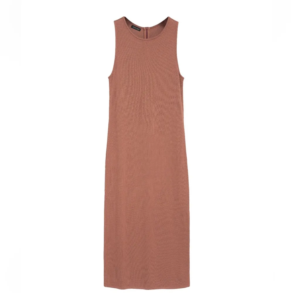 Anine Bing Savannah knit crew neck sleeveless midi dress terracotta waffle new - Image 4