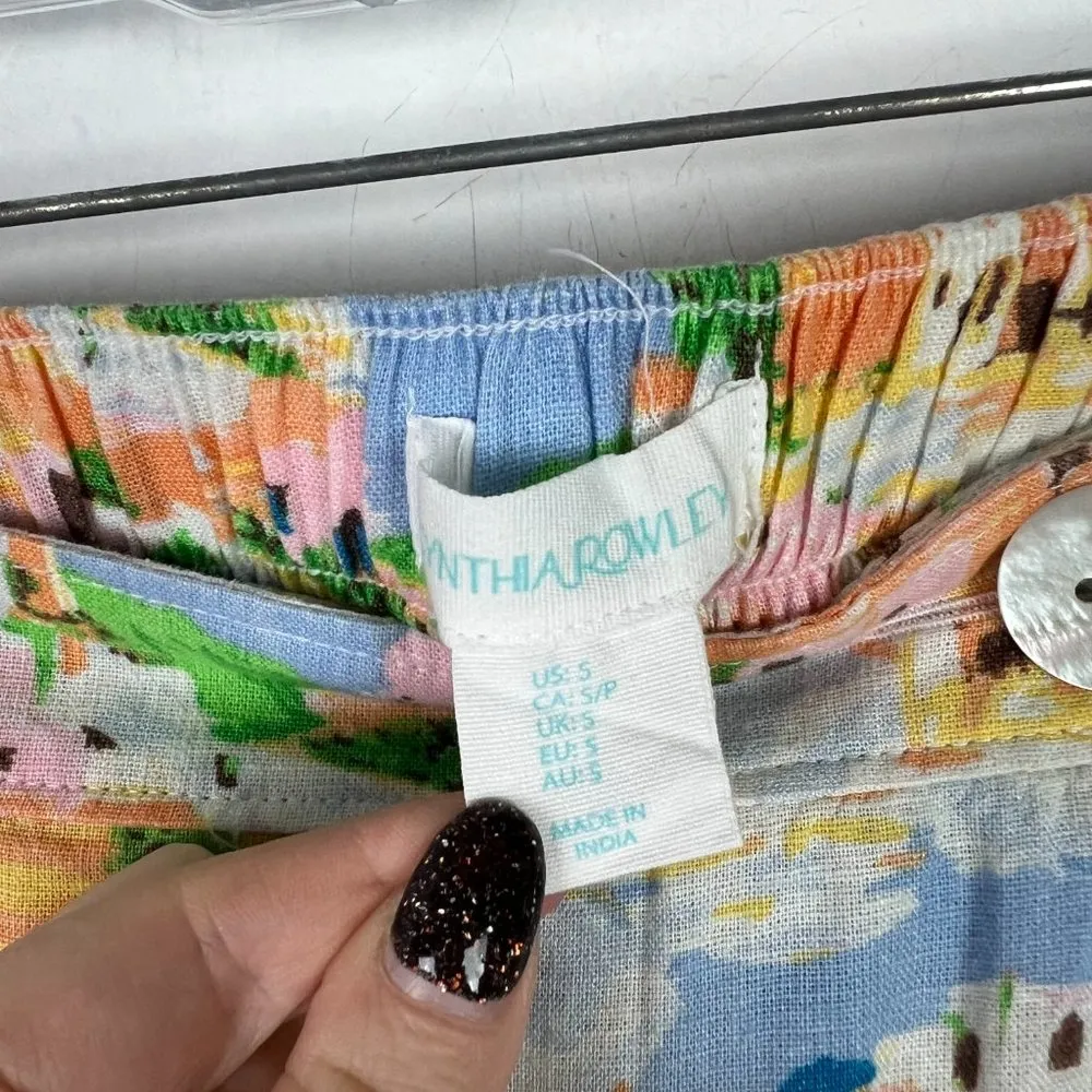 NWOT Cynthia Rowley Coastal Print Linen Blend Wrap Maxi Skirt Size Small S NEW - Image 6