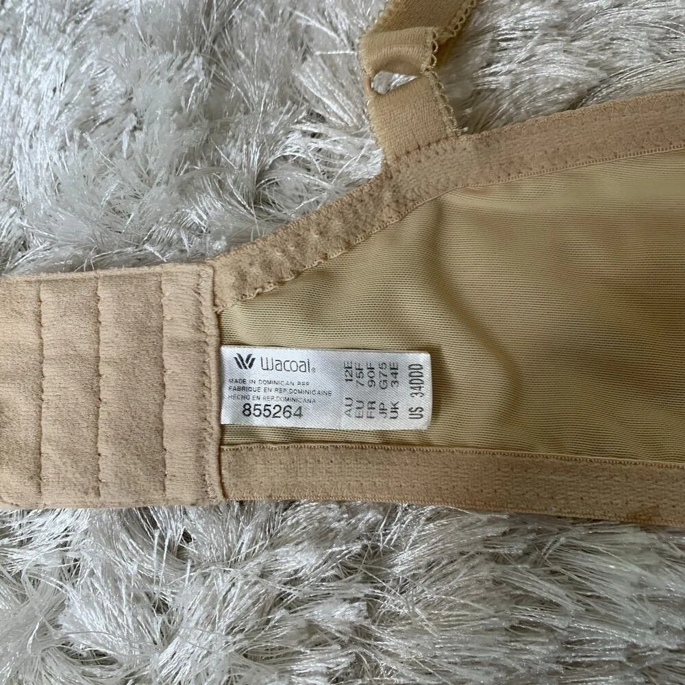 Wacoal 855264 34DDD Underwire Nude Lace Bra Sheer Unlined Lace - Image 6