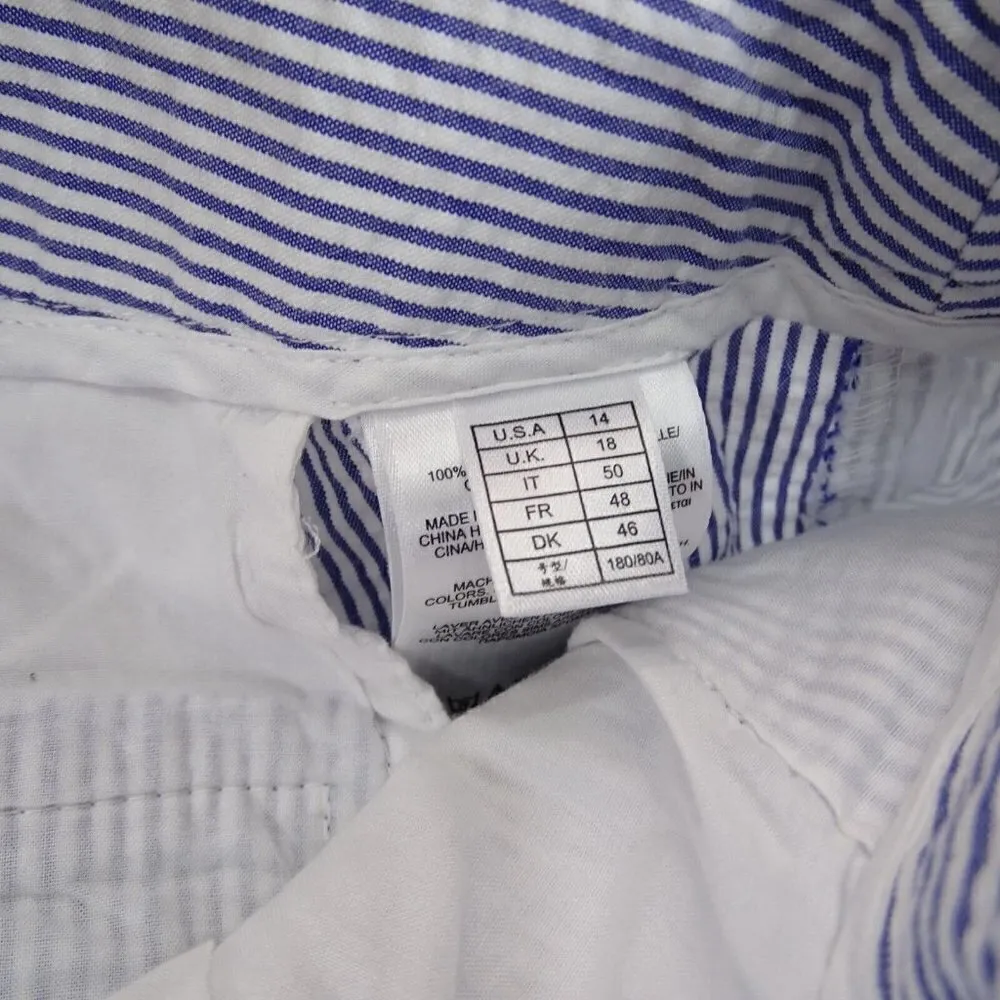 Brooks Brothers 346 Shorts Women Sz 14 Blue Stripe Seersucker Stretch‎ Pineapple - Image 5