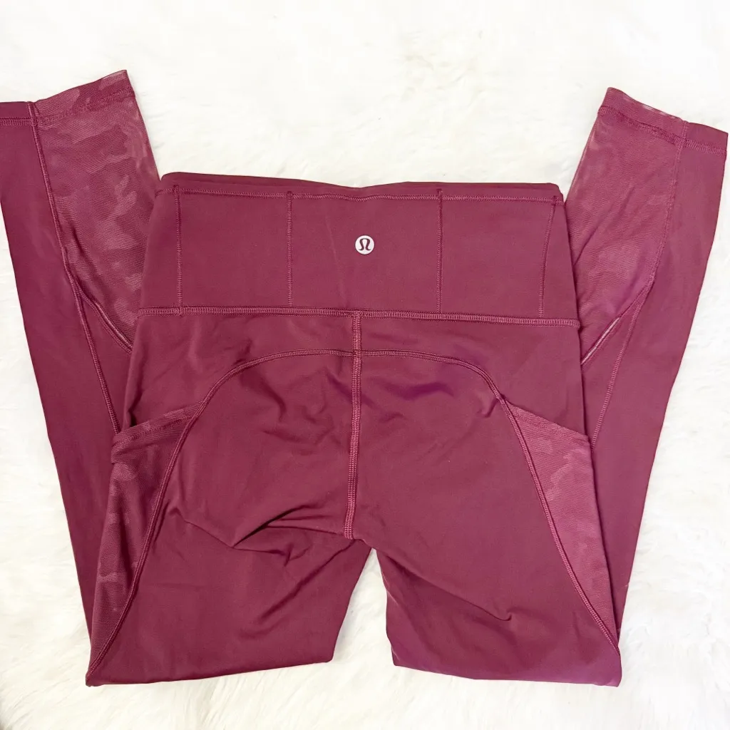 Lululemon Invigorate High-Rise Tight 25” – Burgundy Camo Mesh – Size 4 - Image 2