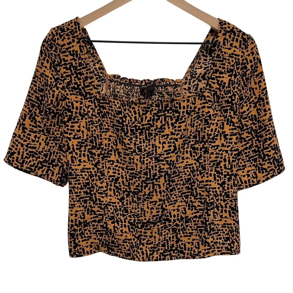 Free Press Womens Cheetah Print Cropped Square Neck Top Size Medium - Image 2