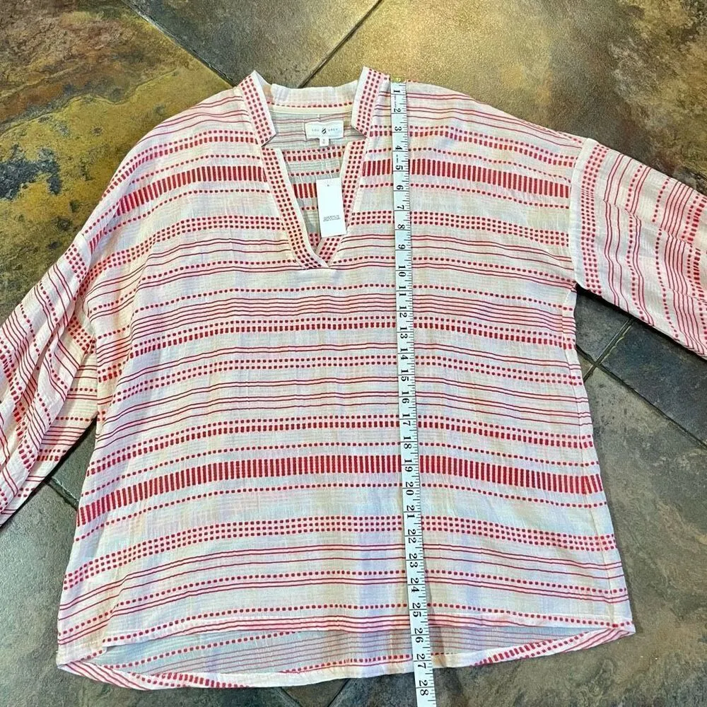 NWT Lou & Grey Red Vastra Dobby Stripe Pullover V-neck Tunic Small - Image 6