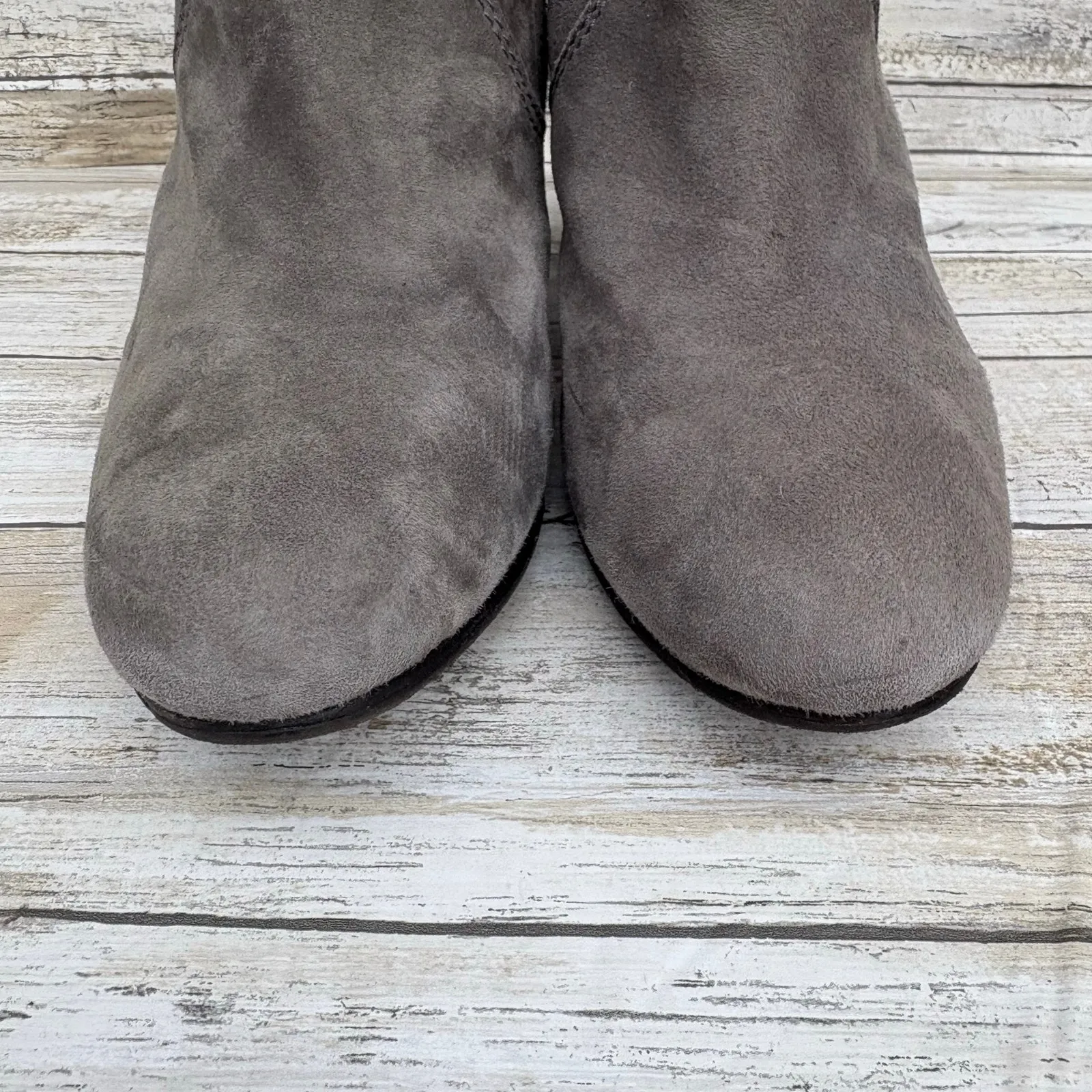 Boden Ankle Booties Sz 40/US 8.5 Gray Suede Size Zip Western Casual Boho Cowgirl - Image 4