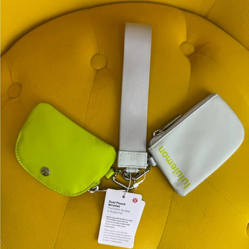 Lululemon Dual Pouch Wristlet in Yellow and White - Image 4