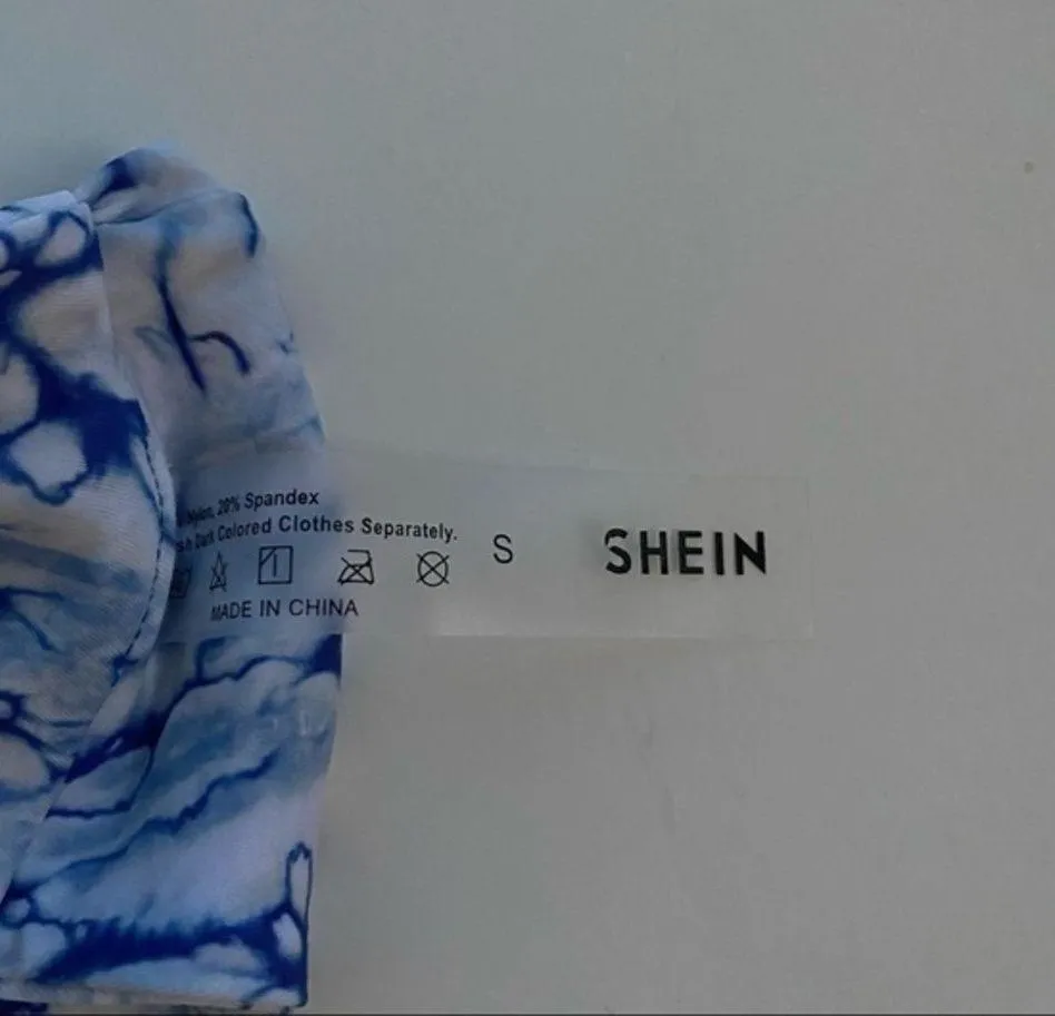 SHEIN Blue White Tie-Dye Bikini Bottoms Size Small NWOT - Image 3