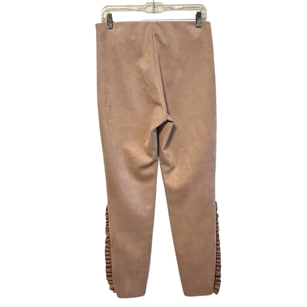 Basic Pink Frilled Ruffle Faux Suede Trousers Pants large - Image 2