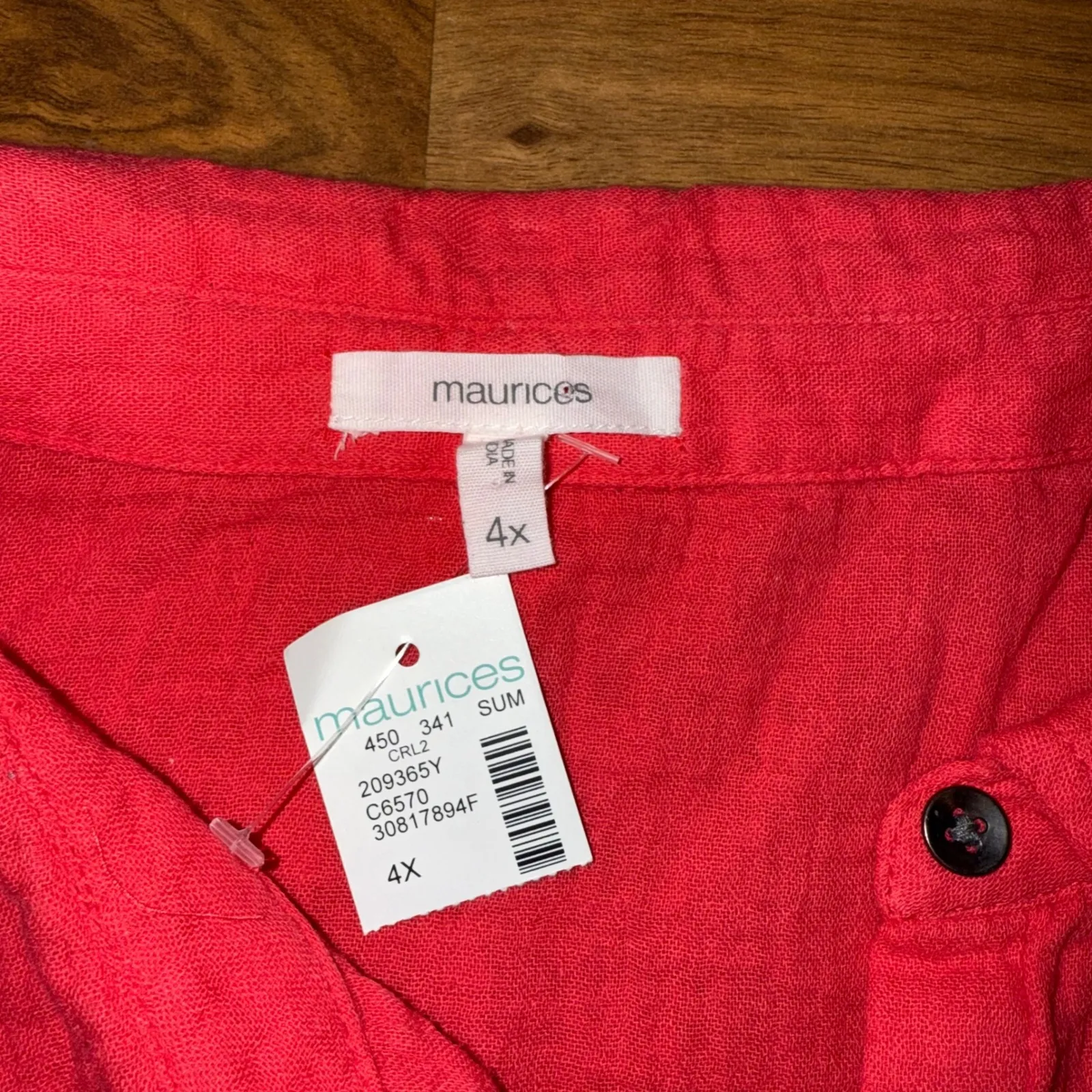 Maurice's‎ Women's 4X Button Down Top Blouse Shirt Red Oversized Plus Size NWT - Image 4