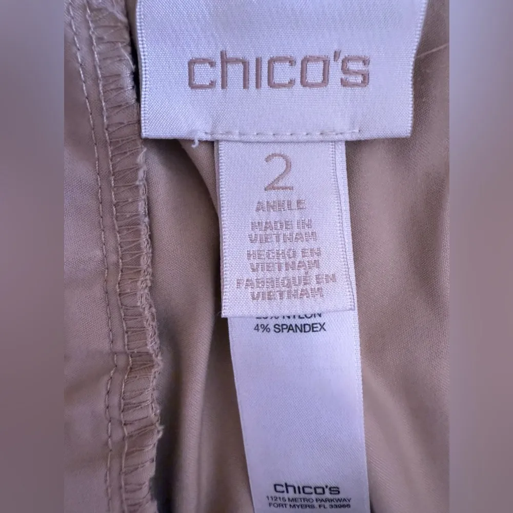 Chicos Women Pants 2 M Green Cropped Stretch Capri Elastic Waist Casual Straight - Image 12