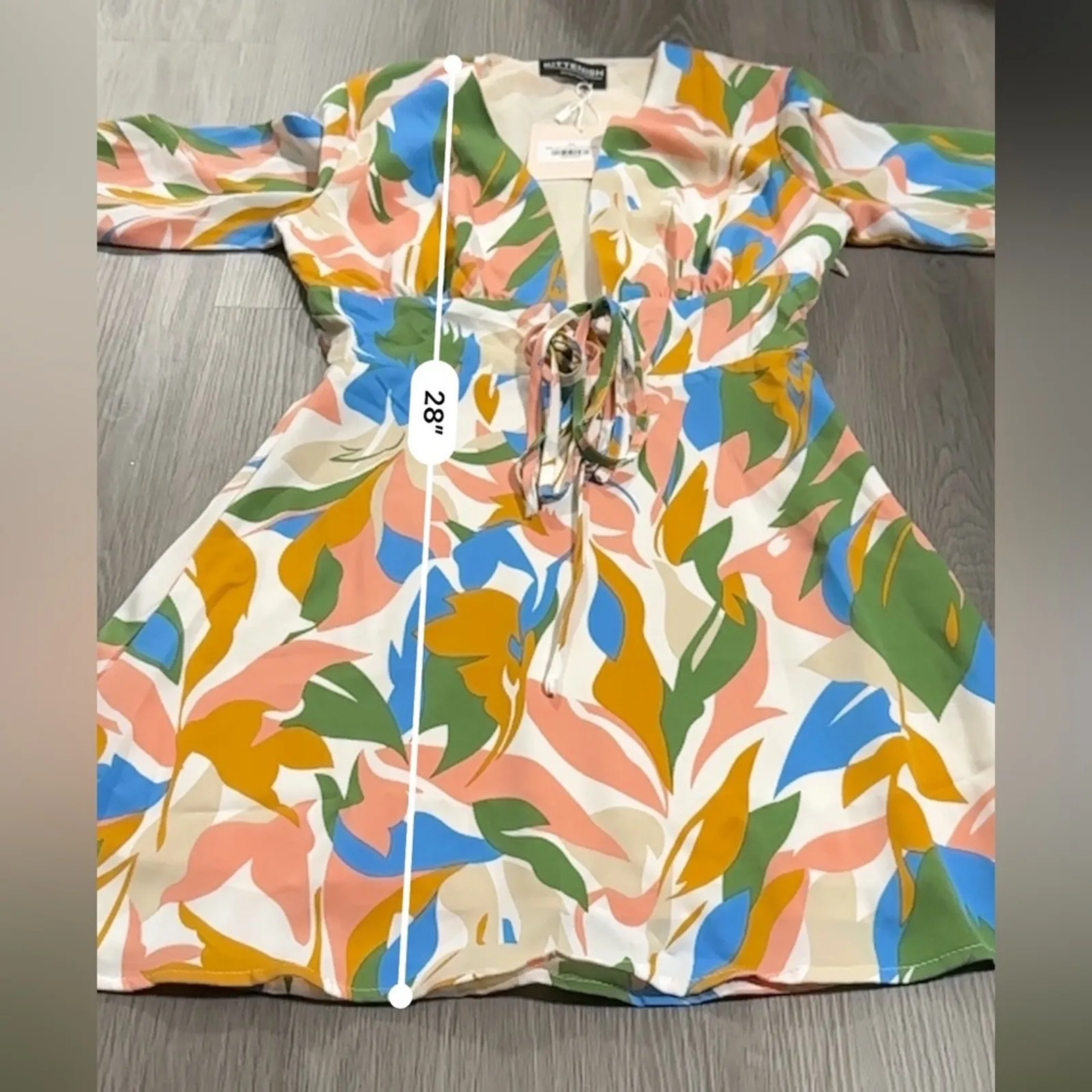 Kittenish Stand Out Multicolor Geometric Print Long Sleeve Mini Dress‎ Size XS - Image 10