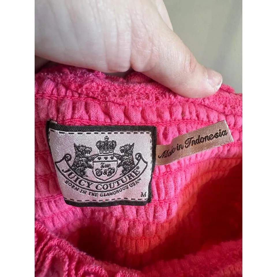 Juicy Couture Pink Smocked One Shoulder Terry Cloth Beach Cover Up Dress M - Image 5