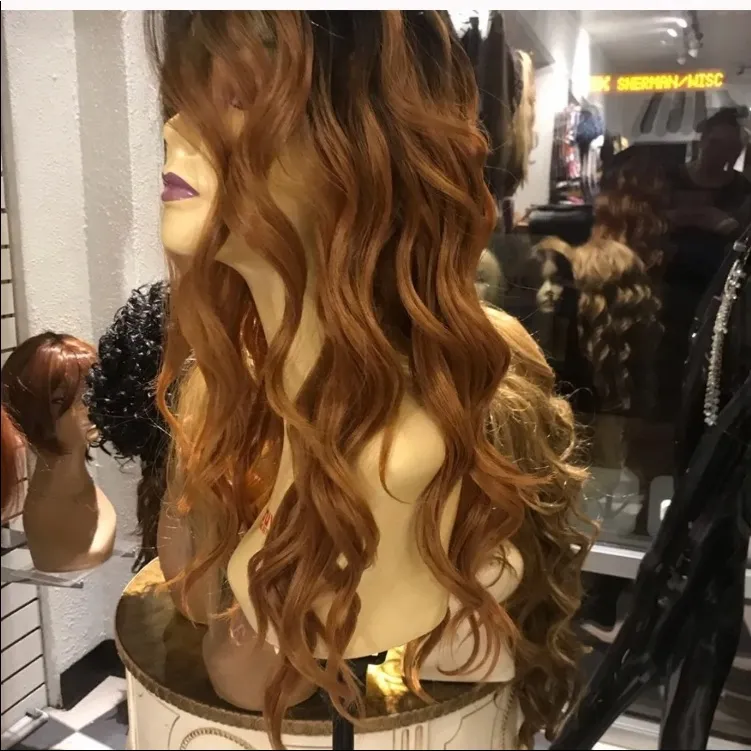 Ombre honey brown Beach Wave SidePart Wig - Image 6