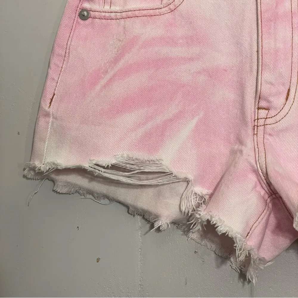 Aeropostale high rise Shorty Denim Shorts Tie Dye pink 000 - Image 6