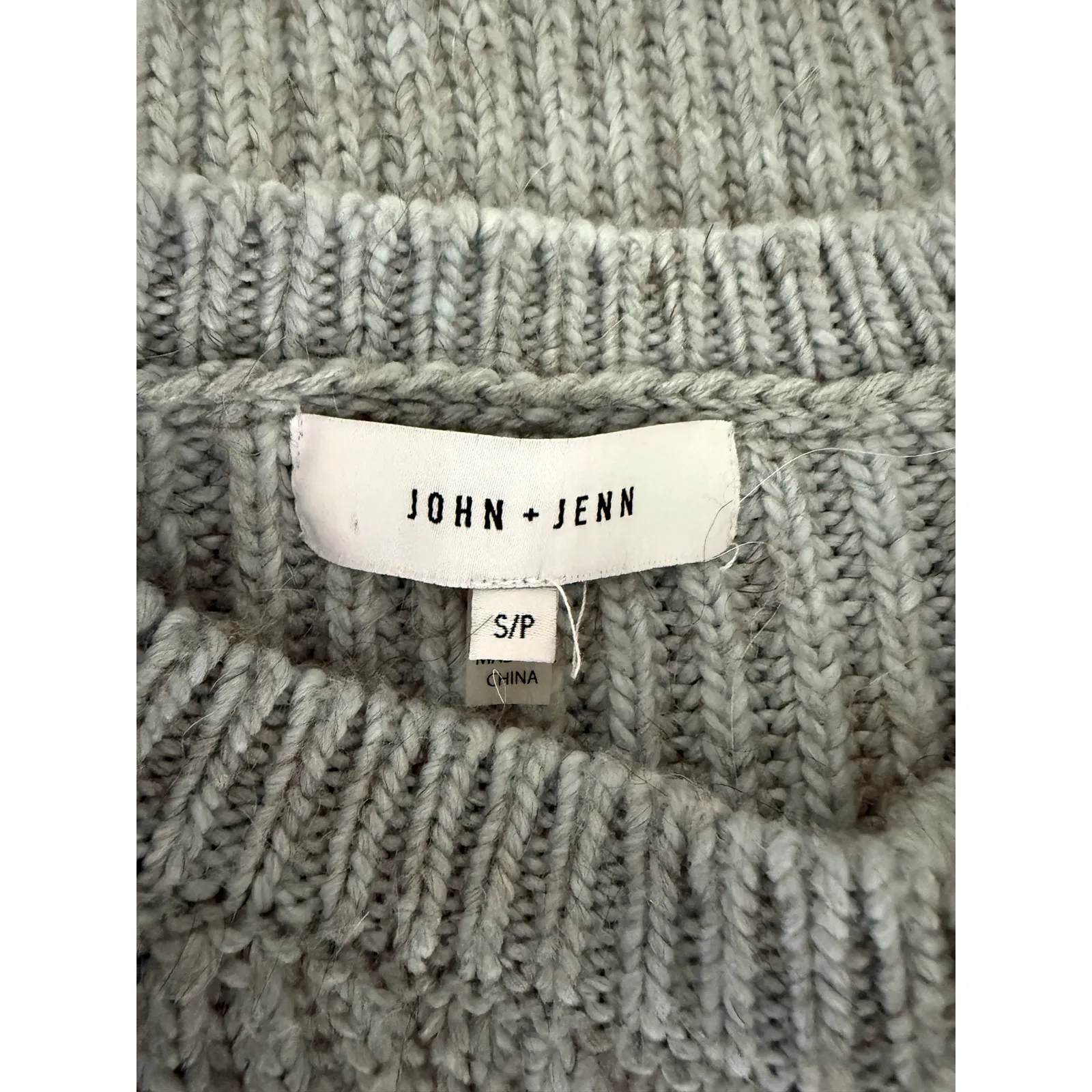 Revolve John + Jenn Dusty Blue Alpaca Blend Knit Bell Sleeve Sweater Top Small - Image 4