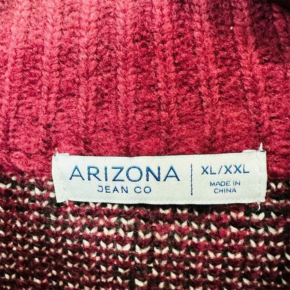 NWT Arizona‎ Jean Co. Women's XL/XXL Burgundy Plaid Pullover Sweater Casual Fall Red - Image 3