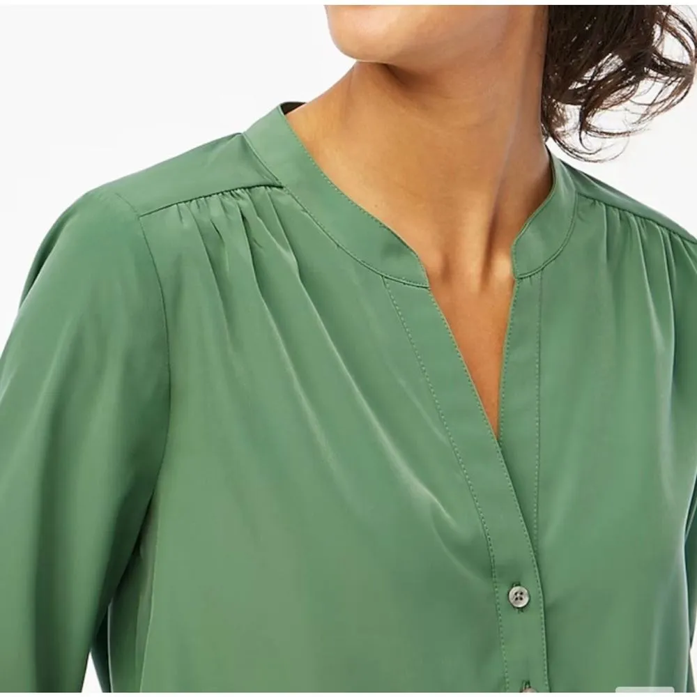 J.Crew Factory Petite Popover Placket Blouse in Gatlin Green Petite Small PS NWT Size undefined - Image 2
