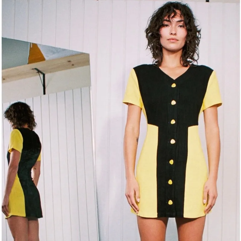 Fashion Brand Company by Penelope Gazin Taxi Linen Mini Dress M Limited Edition Yellow Size M - Image 3