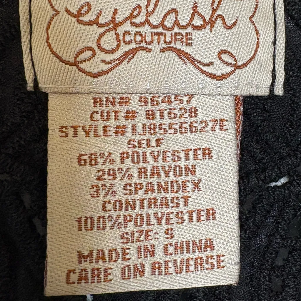 Eyelash Couture Black Sheer Lace Back Boho Festival Fairycore Vest S - Image 4