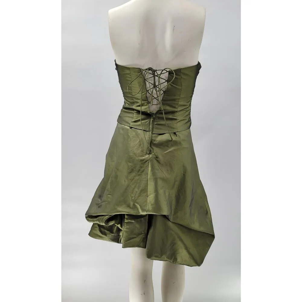 Vintage Zum Zum Prom Dress 7/8 Green Fairy Whimsigoth Bubble Hem Pick Up Skirt - Image 4