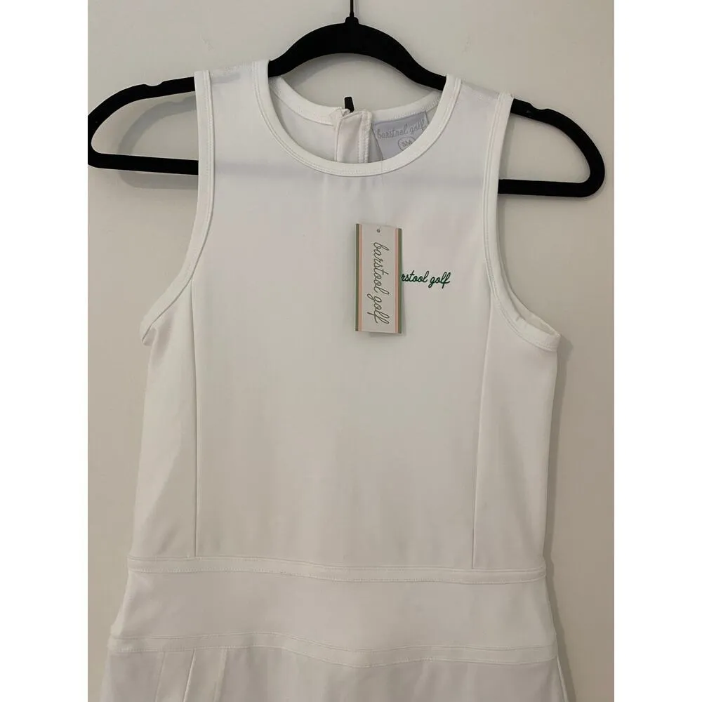 NWT Barstool Sports Golf Dress White Green Sleeveless Printed Shorts Side Slits - Image 2