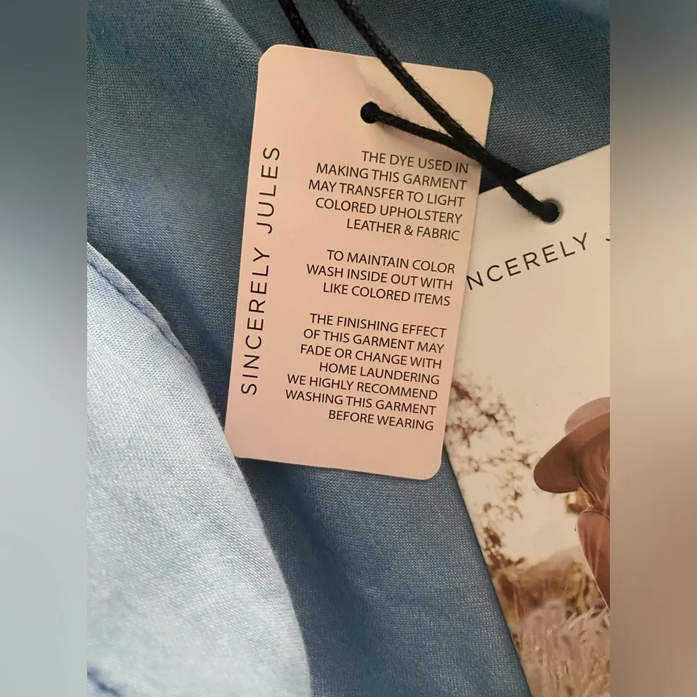 Sincerely Jules Shorts Blue High Rise Paper Bag Short Tie Waist NEW Sz Medium - Image 9