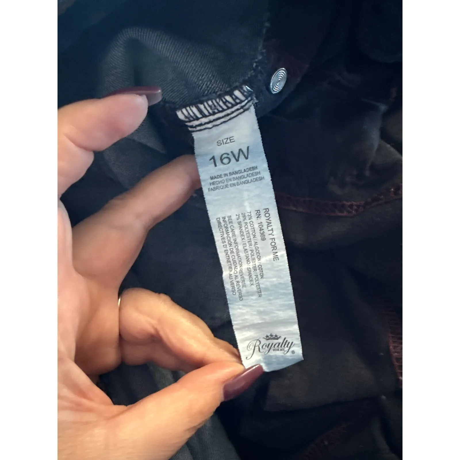 Royalty For Me Womens Size 16W High Rise Skinny Jeans Dark‎ Wash Distressed - Image 4