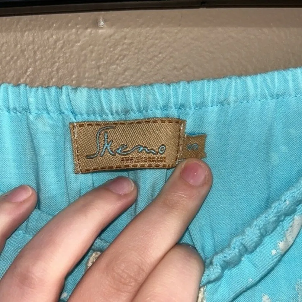 Women’s Skemo light blue bleach spotted tasseled sleeveless maxi dress beach - Image 6