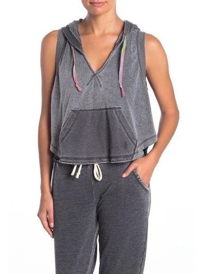 Movement Sleeveless Hoodie Grey Black - Image 1