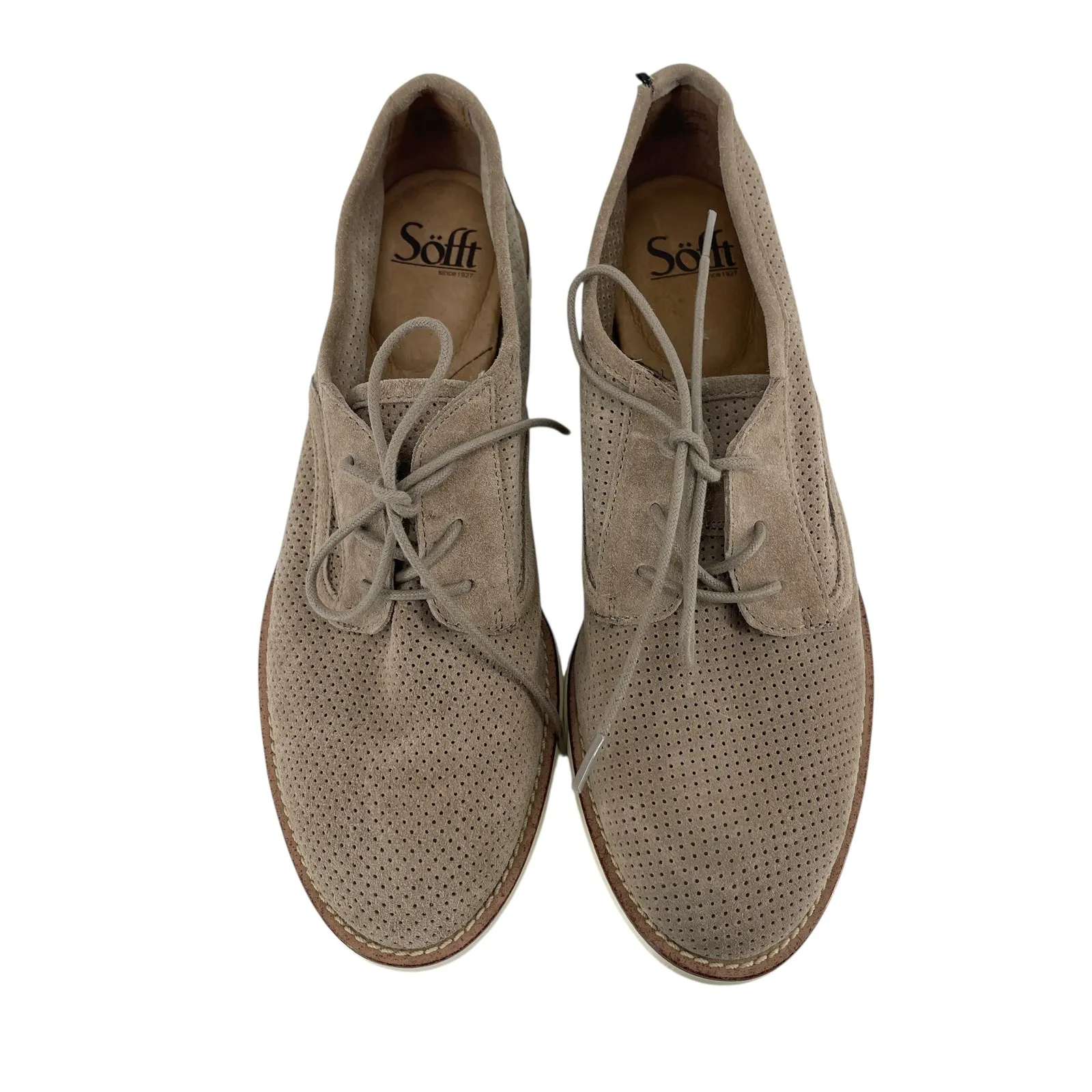 Söfft Simons Suede Oxford Shoes Women’s 9 Beige Perforated Quiet Luxury Comfort - Image 4
