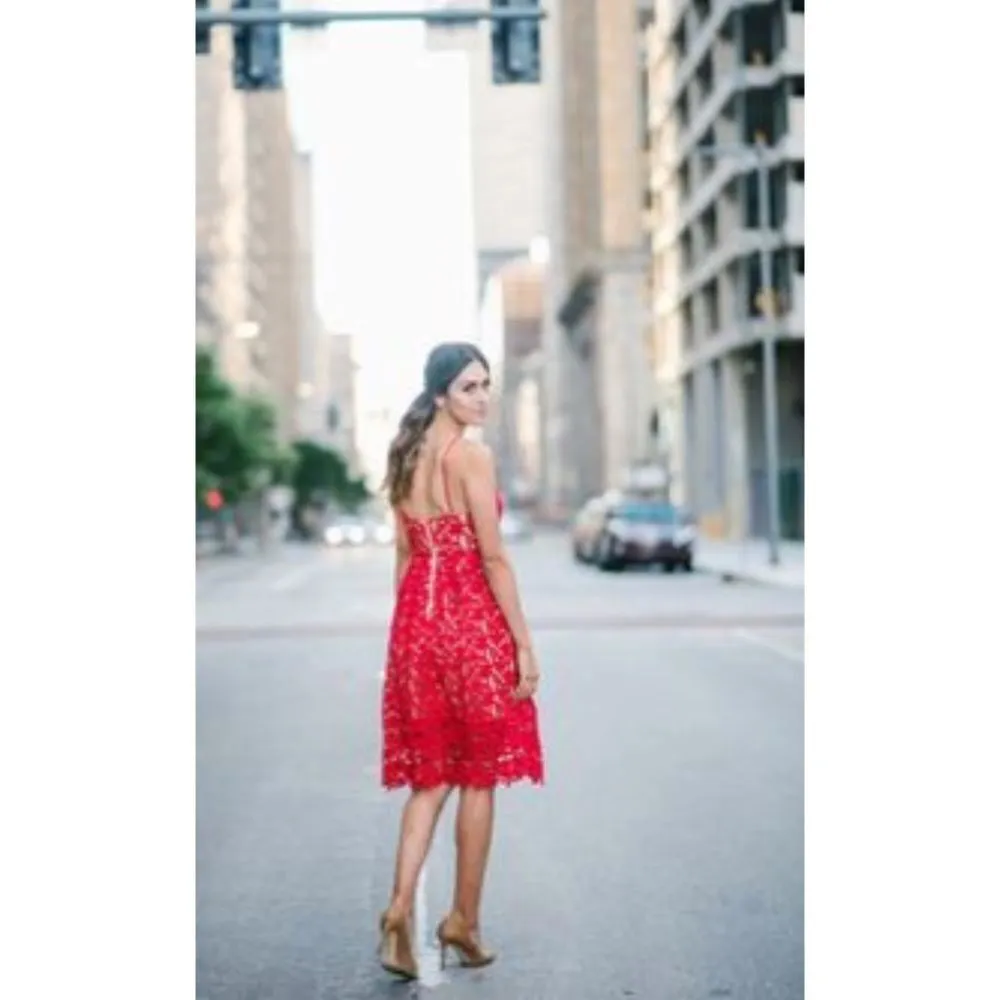 ✨ HP✨ Hollow Out Fit & Flare Lace Cami Dress✨ Red Size M - Image 8