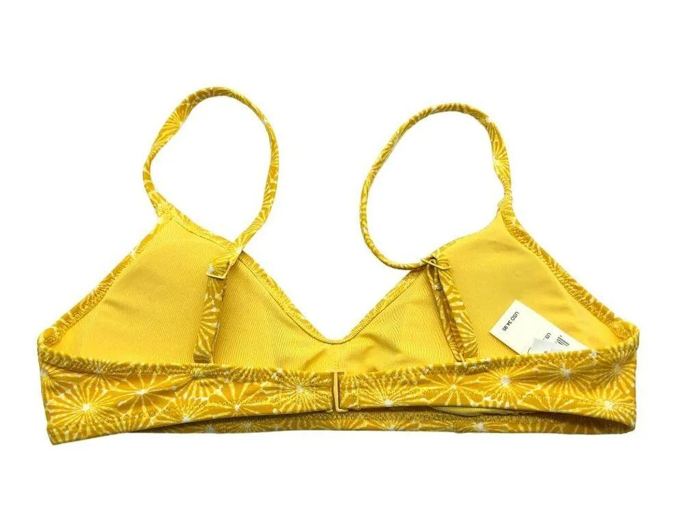 Aerie Real Good Bikini Swim Top Patterned Scoop Removable Cups Yellow White S - Image 2
