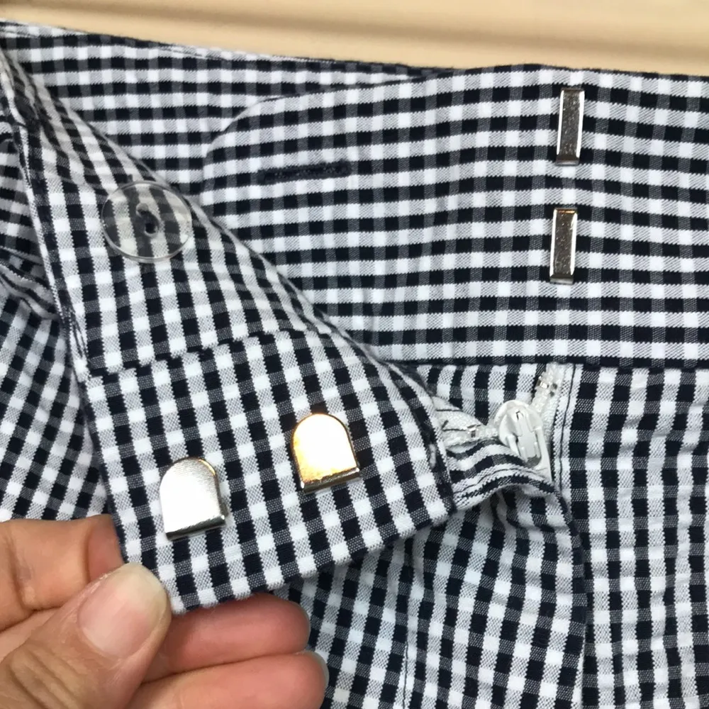 Ann Taylor Women’s Seersucker Plaid Black White Ankle Cropped Chino Pants - Image 7