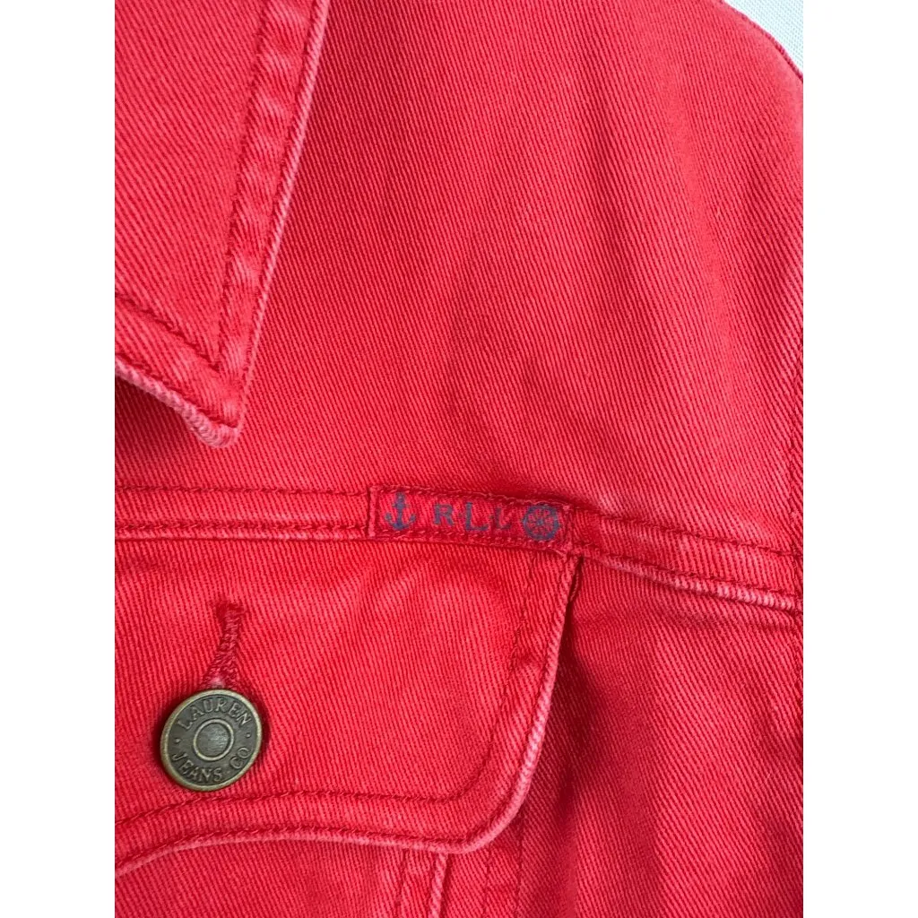 Women’s Ralph Lauren 2X Red Jean Jacket. - Image 3