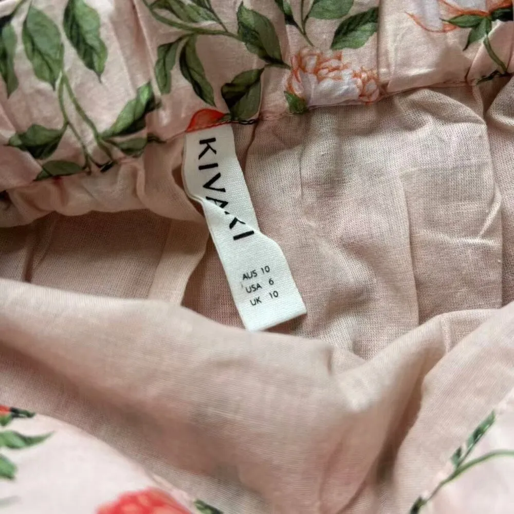 NWOT Kivari Floral Skirt Ruffle Tiered Maxi Size 6 Pink Fairy Boho Elastic waist - Image 6