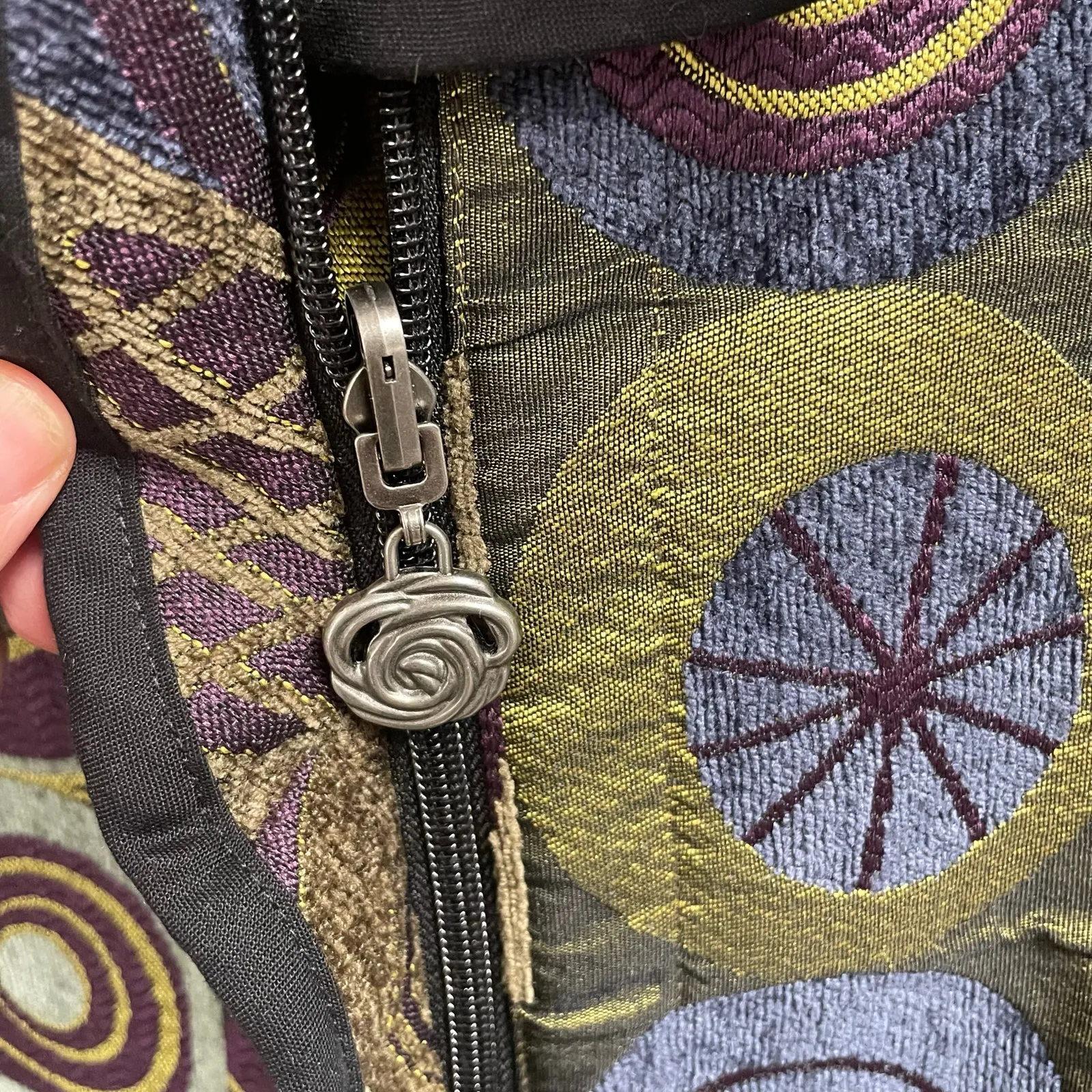 Winding River Jacket Women Large CAFE Print Geometric Tapestry Reversible USA - Image 4