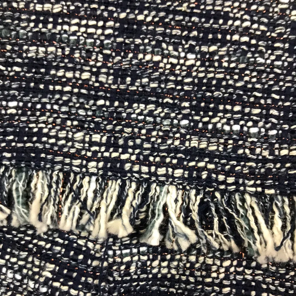 NWT J. Crew Women’s Tweed Fringe Navy Blue and White Sleeveless Sheath Dress - Image 4